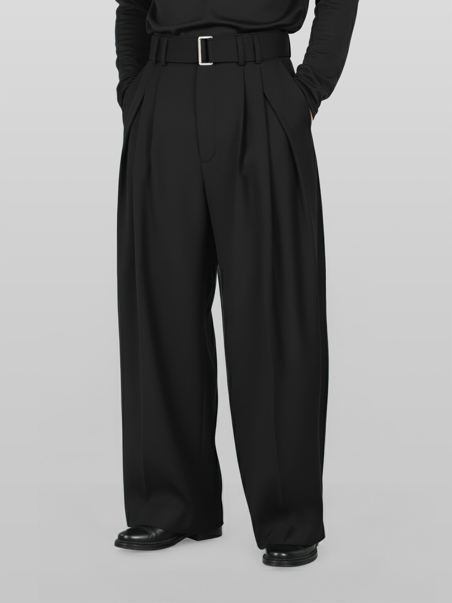 Belted Wide Pants Black - Mens Wide Pants – UNPROVEN.STUDIO