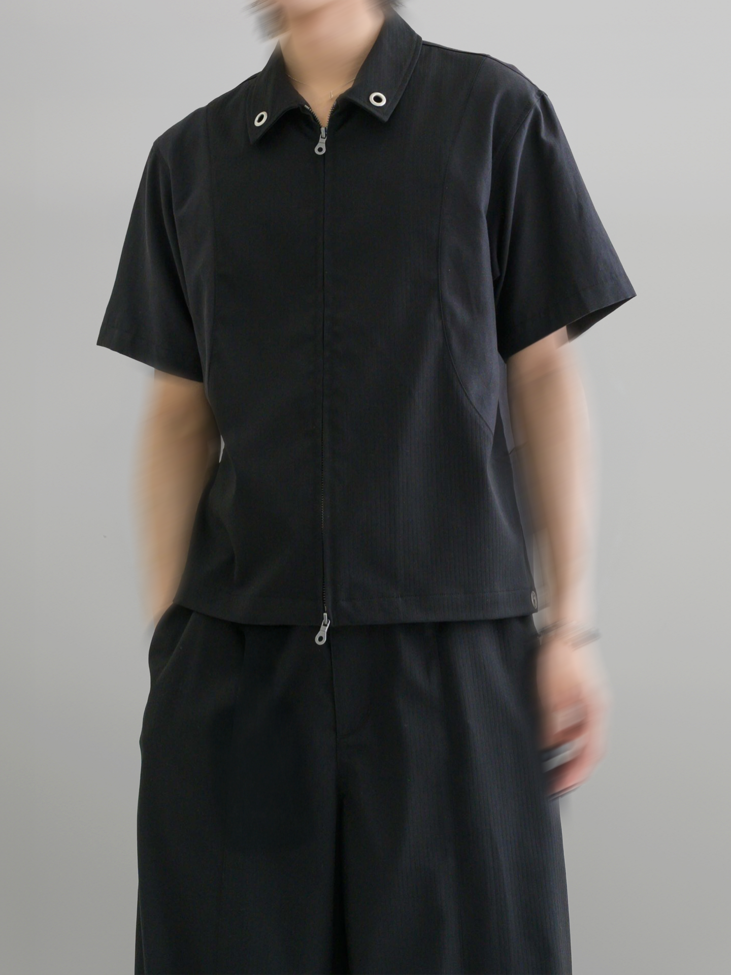 Eyelet Zip-Up Shirt