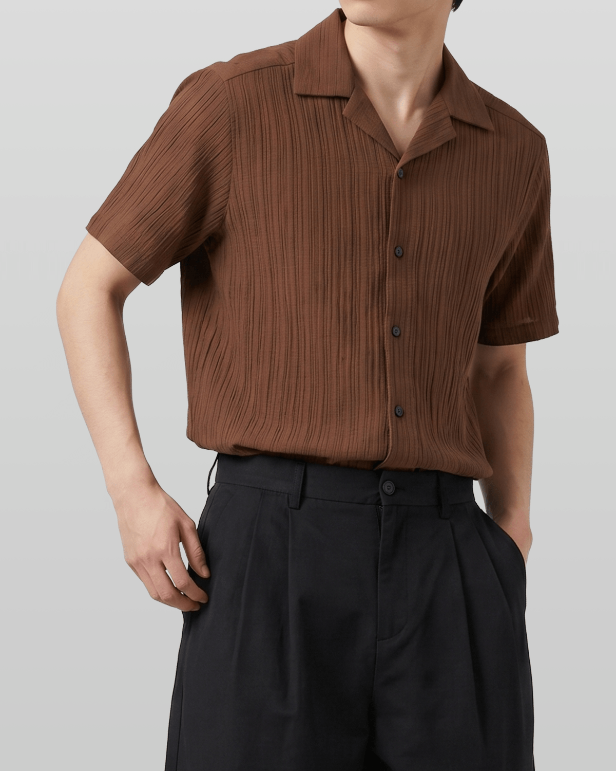 Hazel Pleated Open Collar Shirt - Mens Top – UNPROVEN.STUDIO