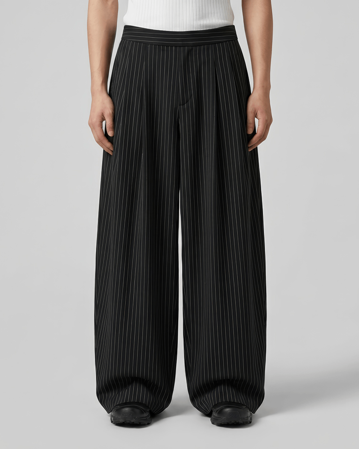 Pleated Striped Wide Pants Navy - Mens Wide Pants – UNPROVEN.STUDIO