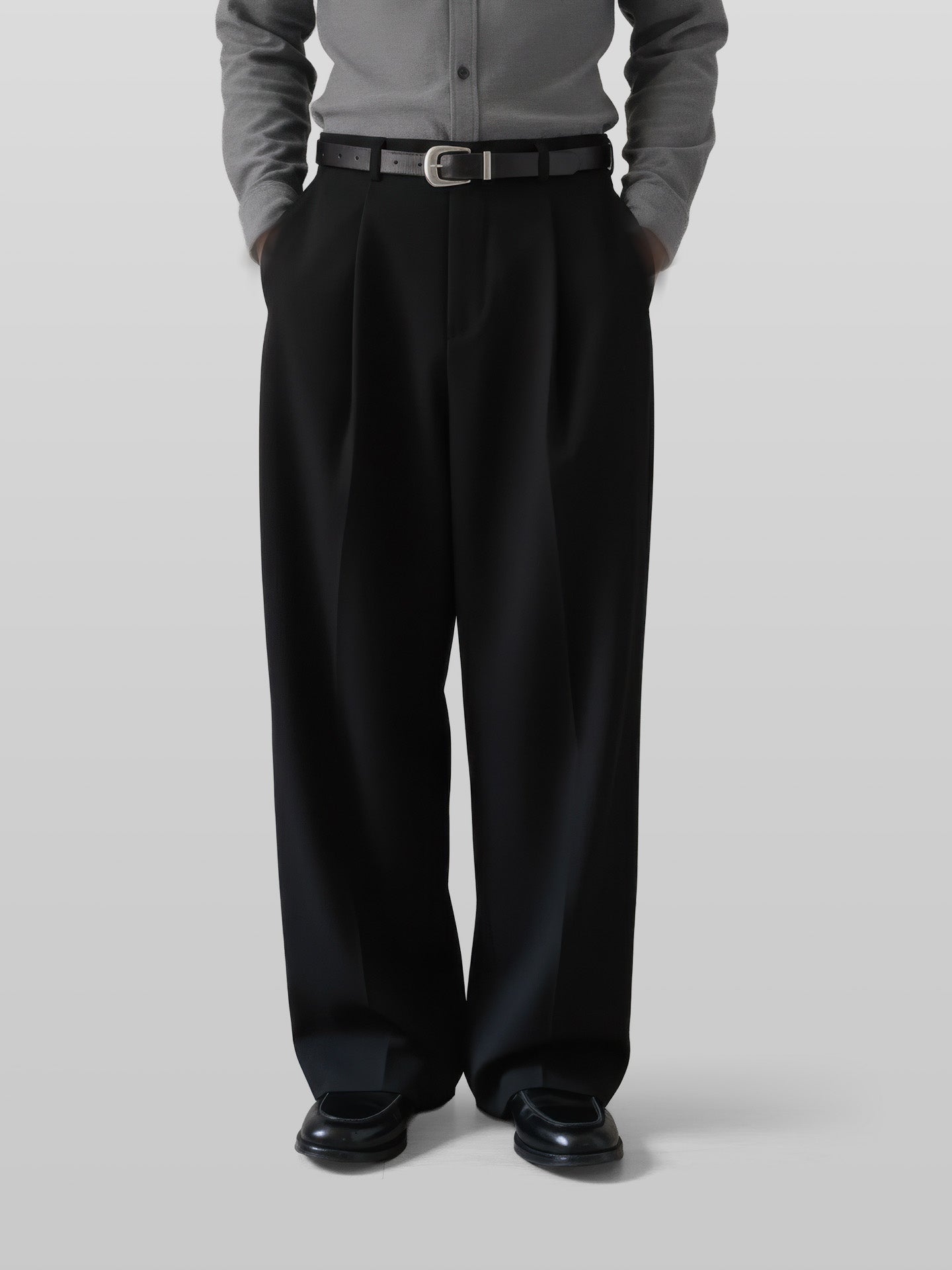 strapless open back dress Pleated Wide Pants Black