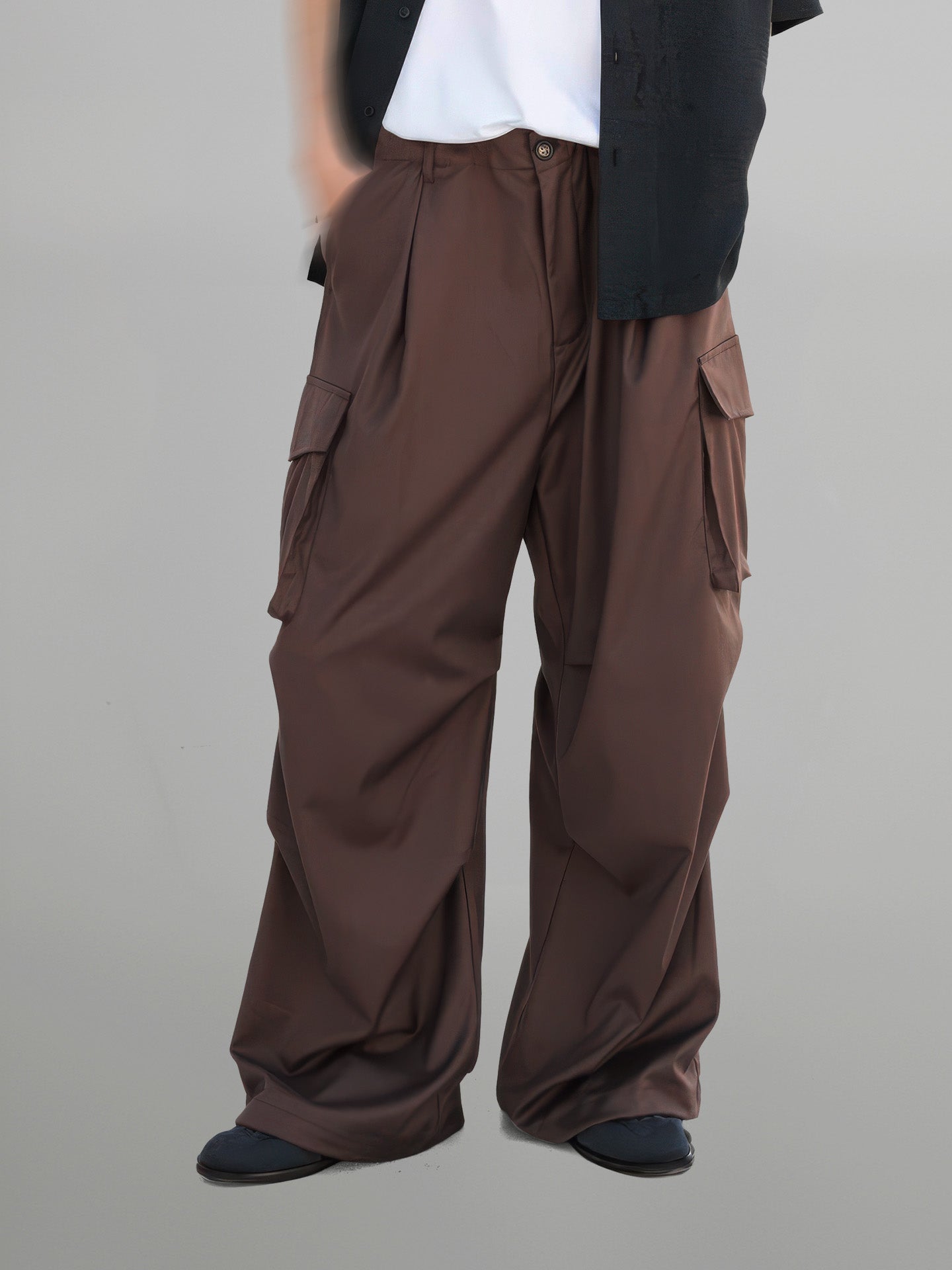 【Raucohouse】Tieri banding cargo wide pants Trap side zipper parachute cargo pants - Raucohouse | 60