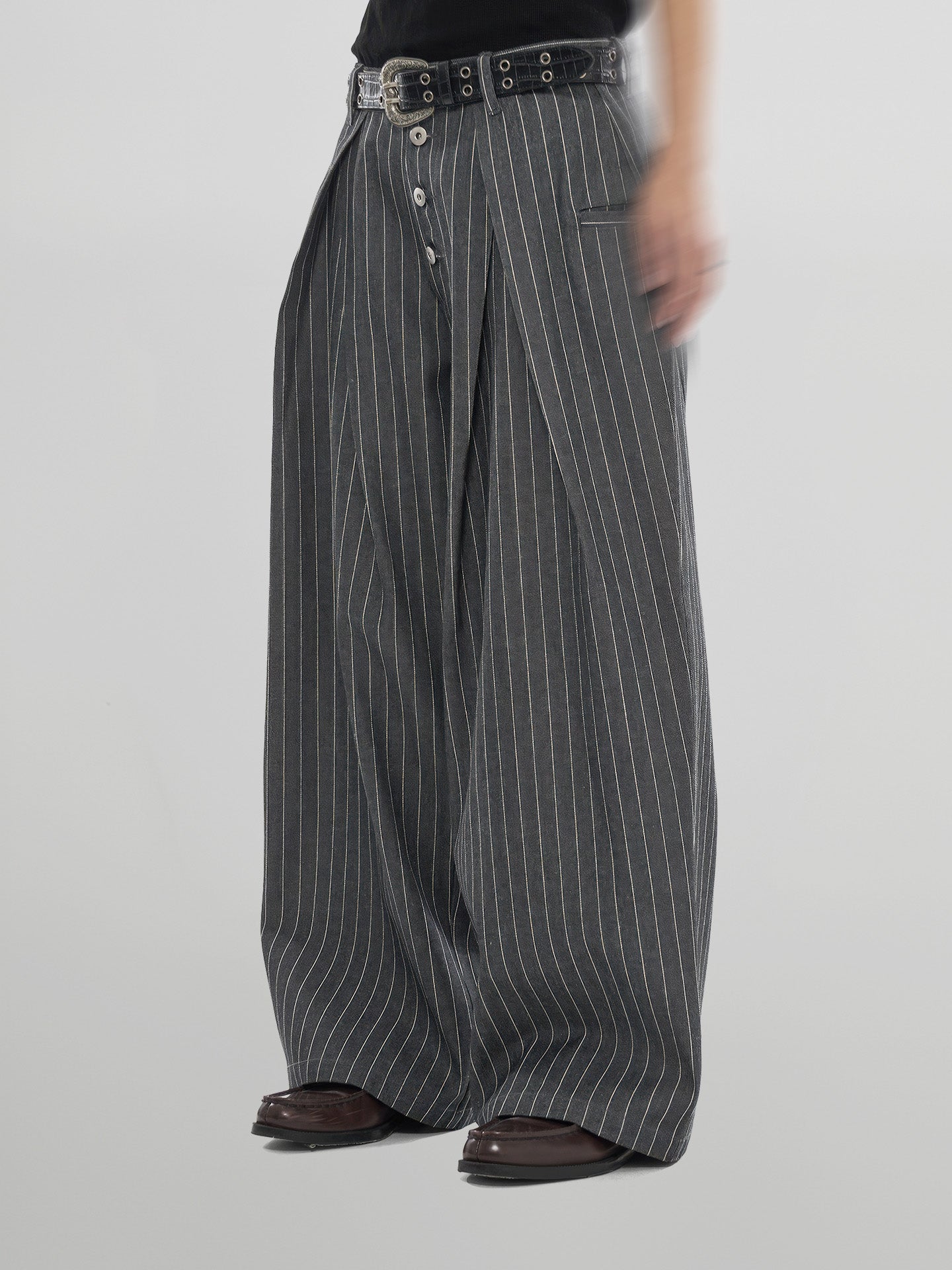 Striped Wide Denim Jeans