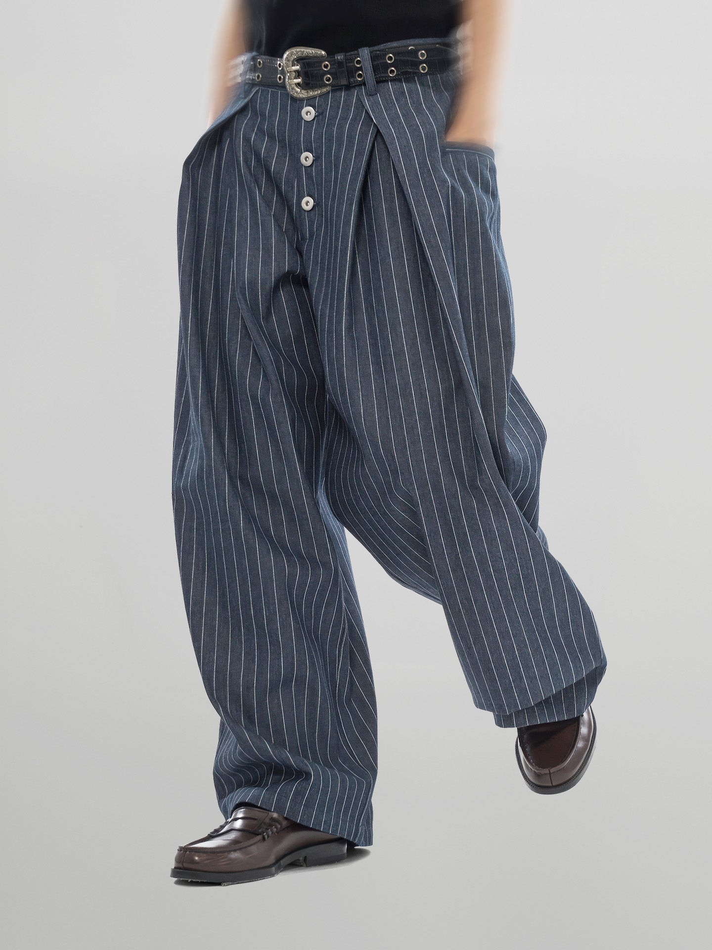 Striped Wide Denim Jeans