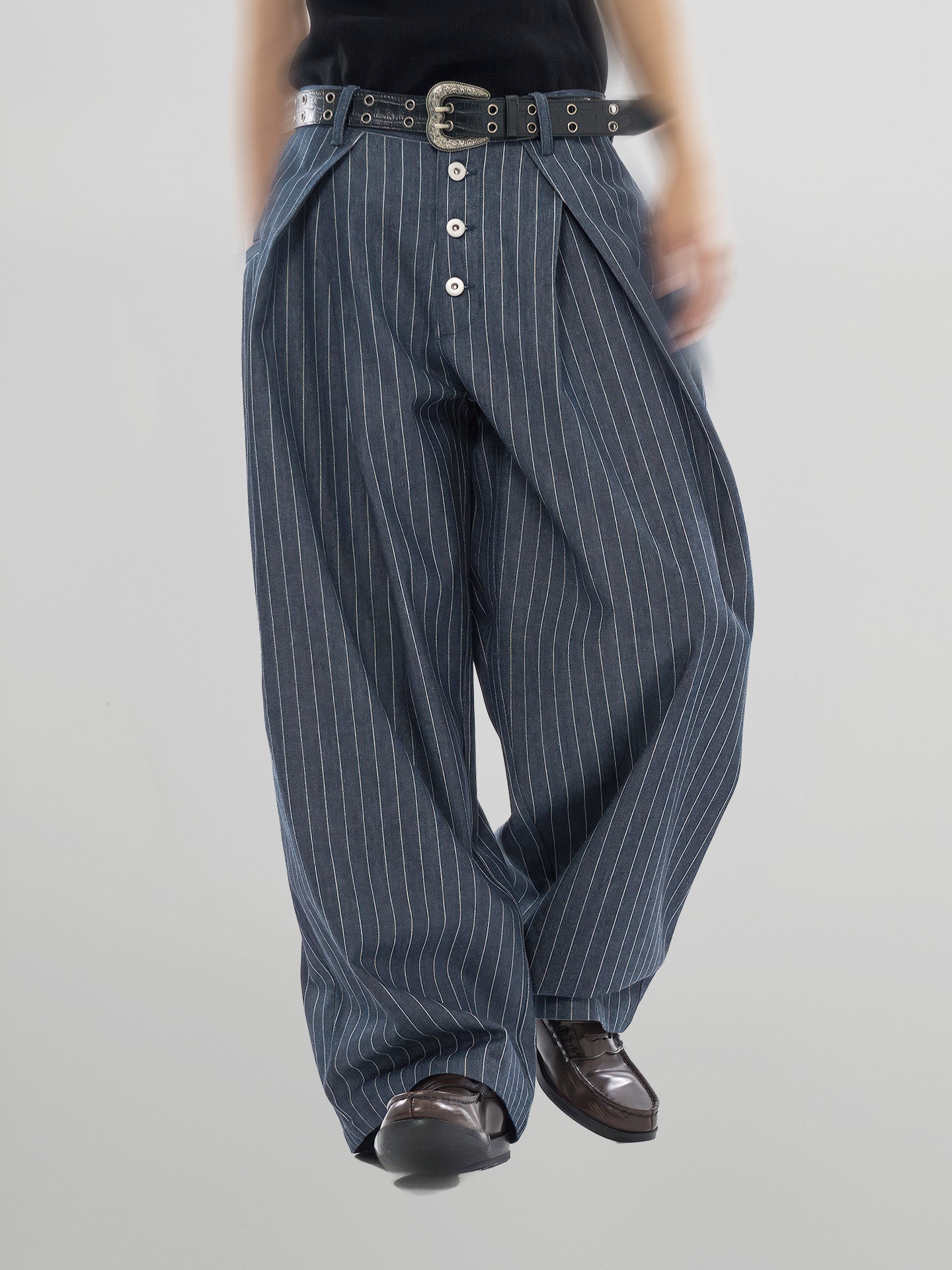 Striped Wide Denim Jeans