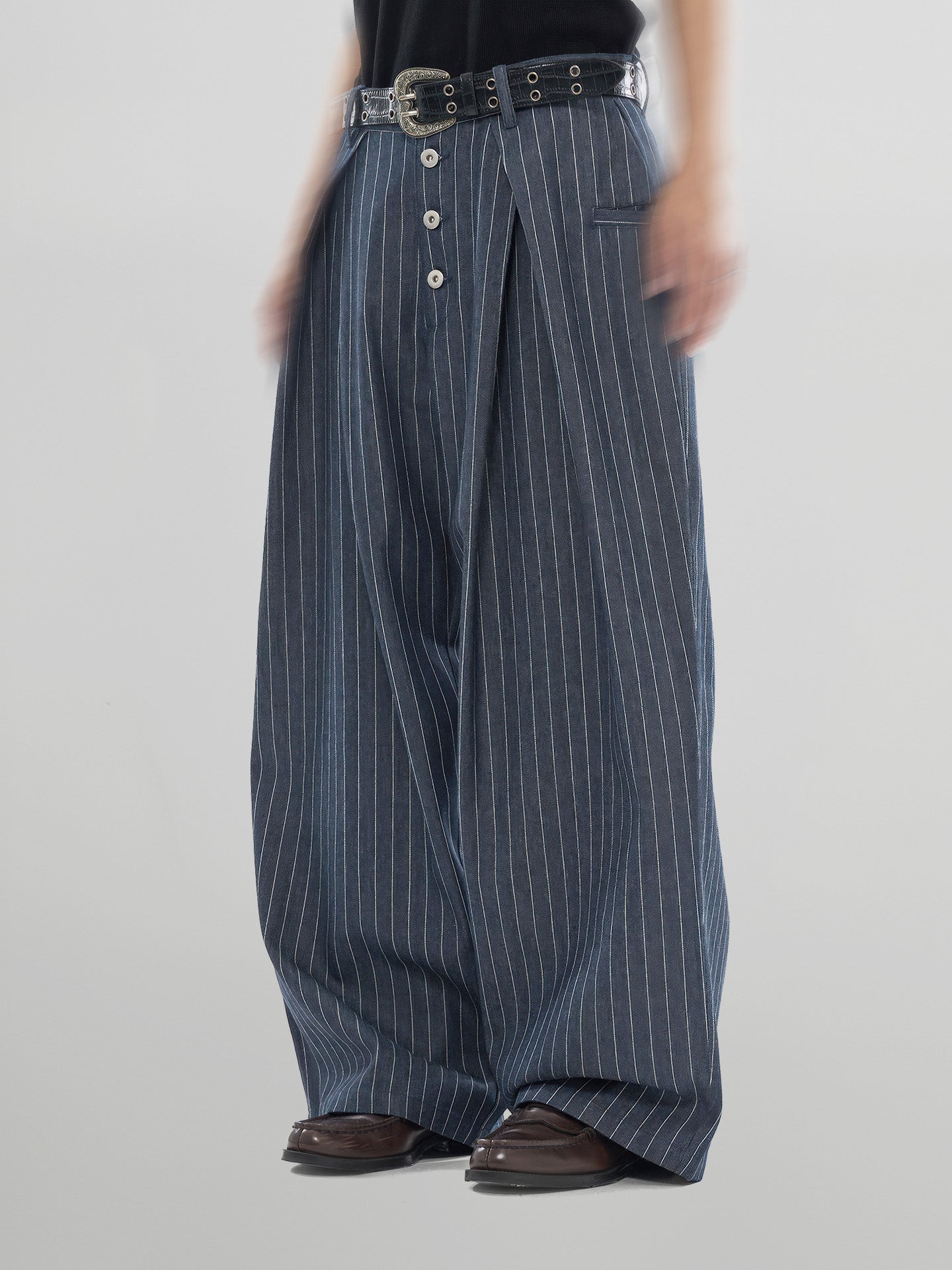 Striped Wide Denim Jeans