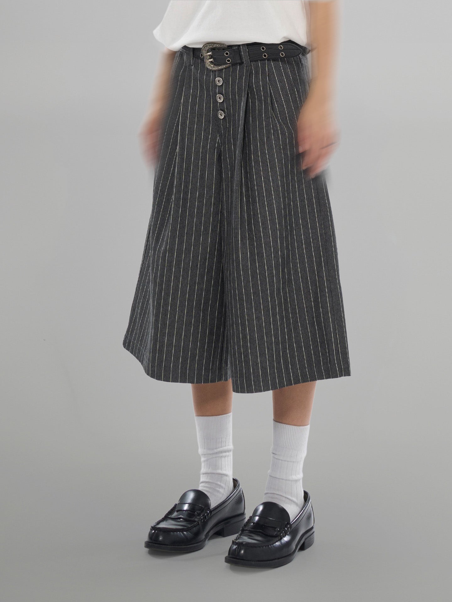 Striped Wide Denim Shorts