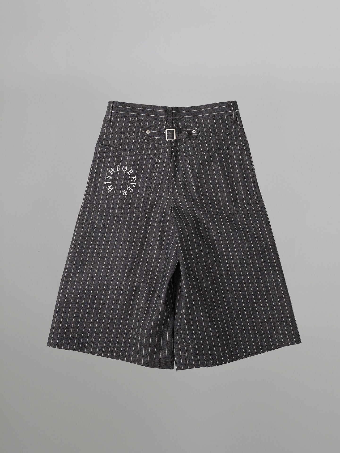 Striped Wide Denim Shorts