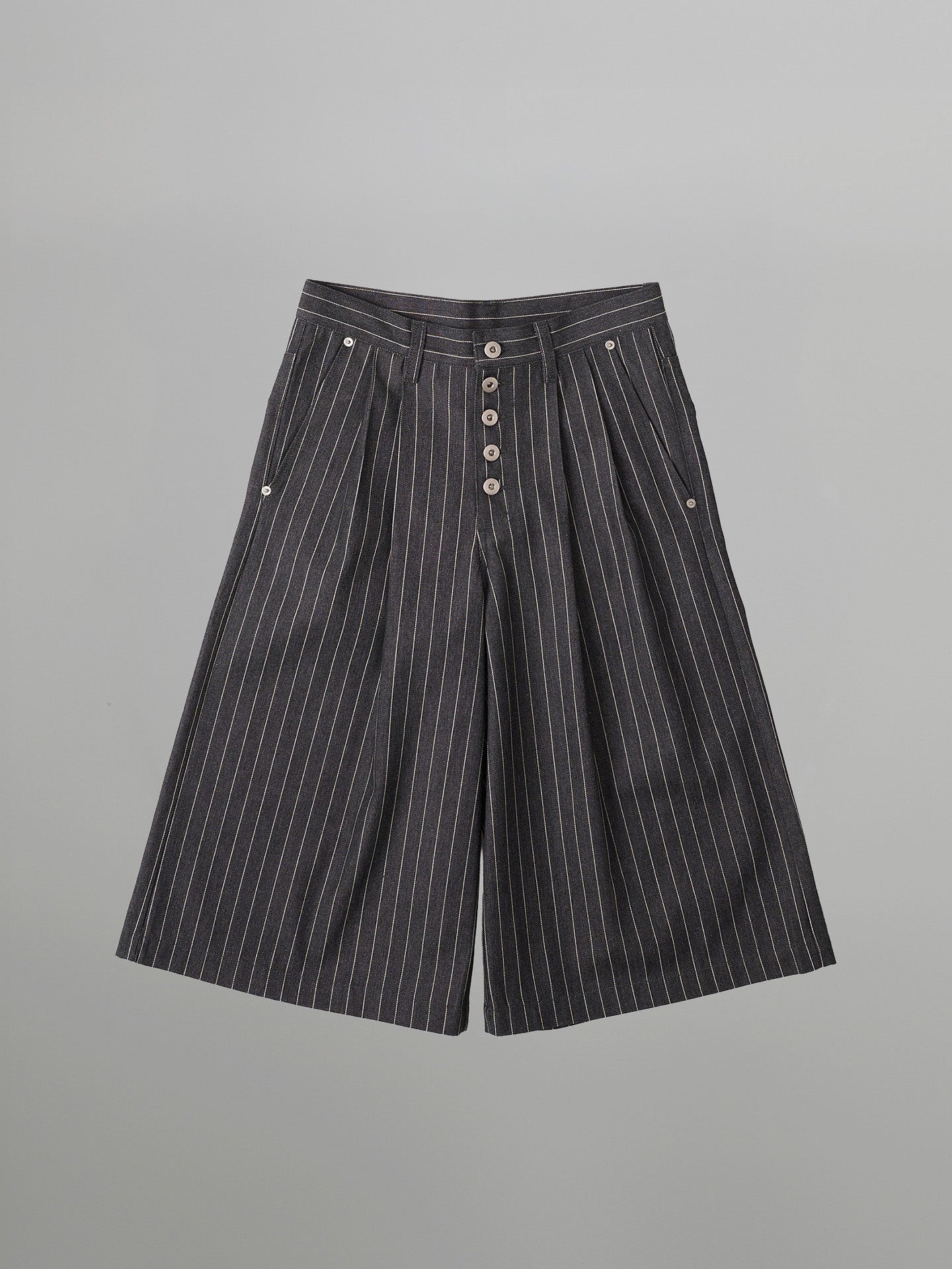 Striped Wide Denim Shorts