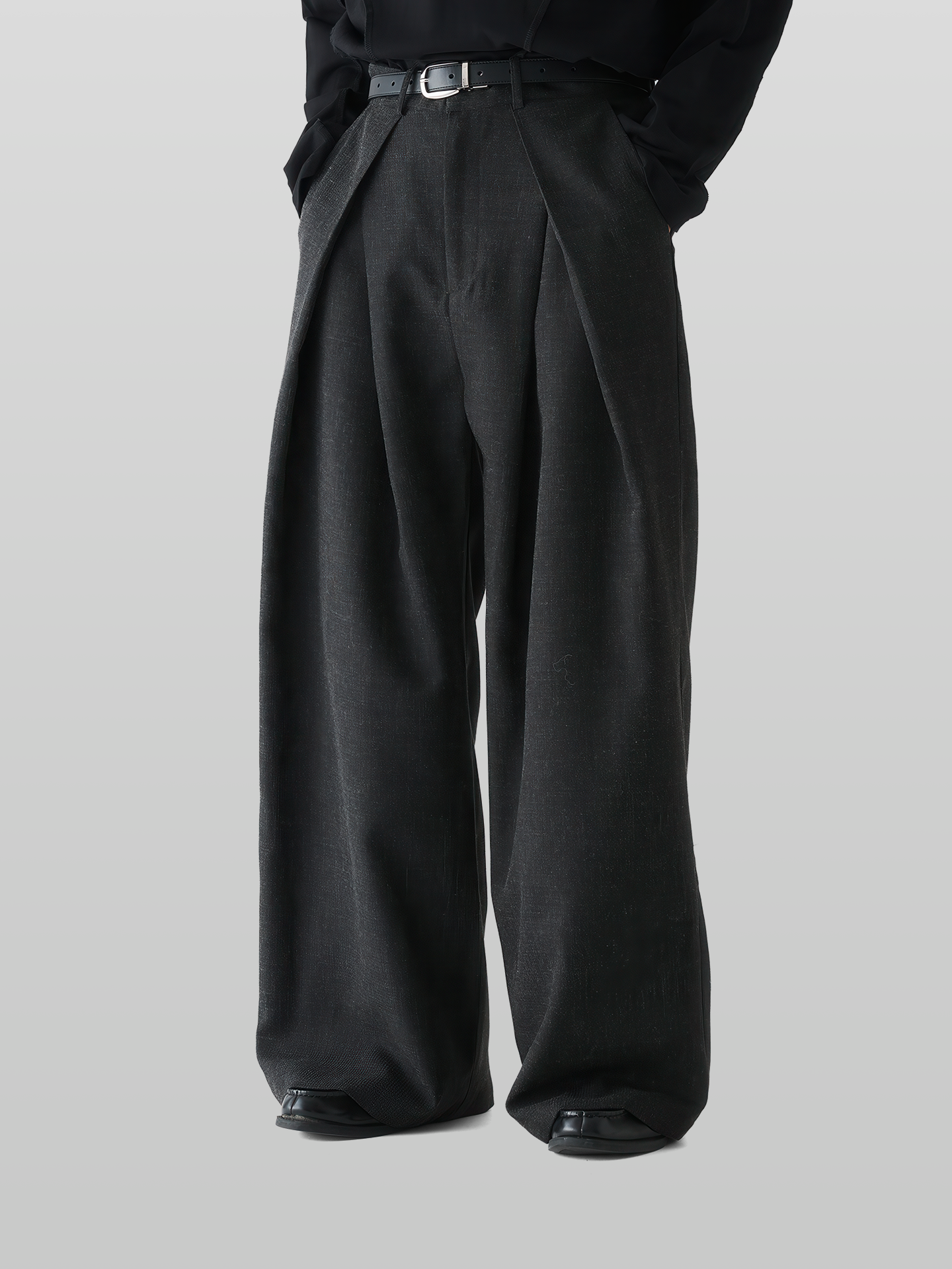 Cross Tuck Tweed Wide Pants