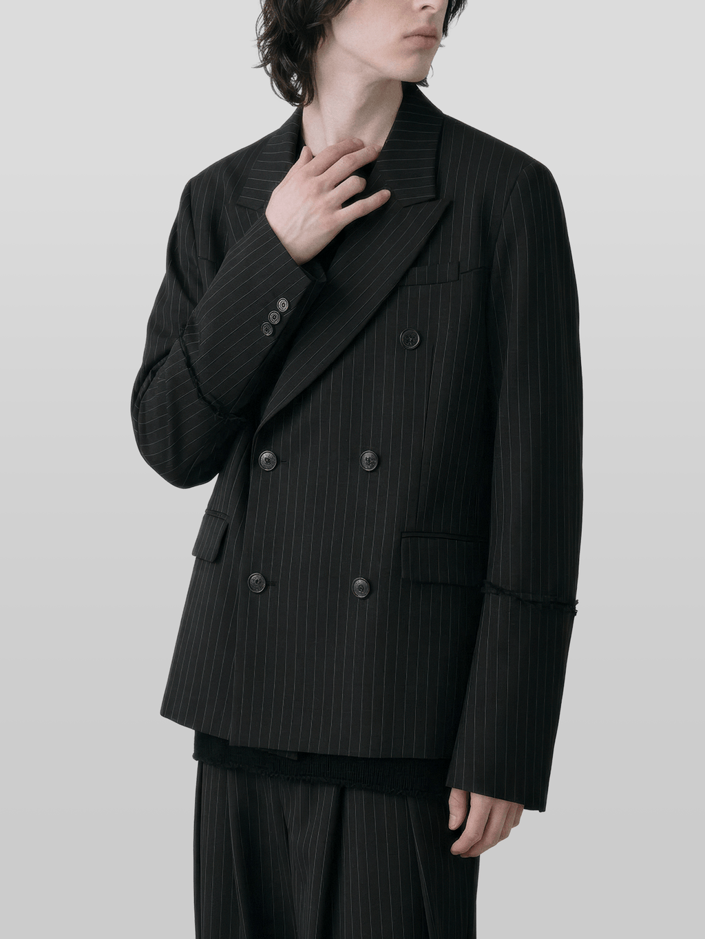 2-Way Double-Breasted Striped Blazer