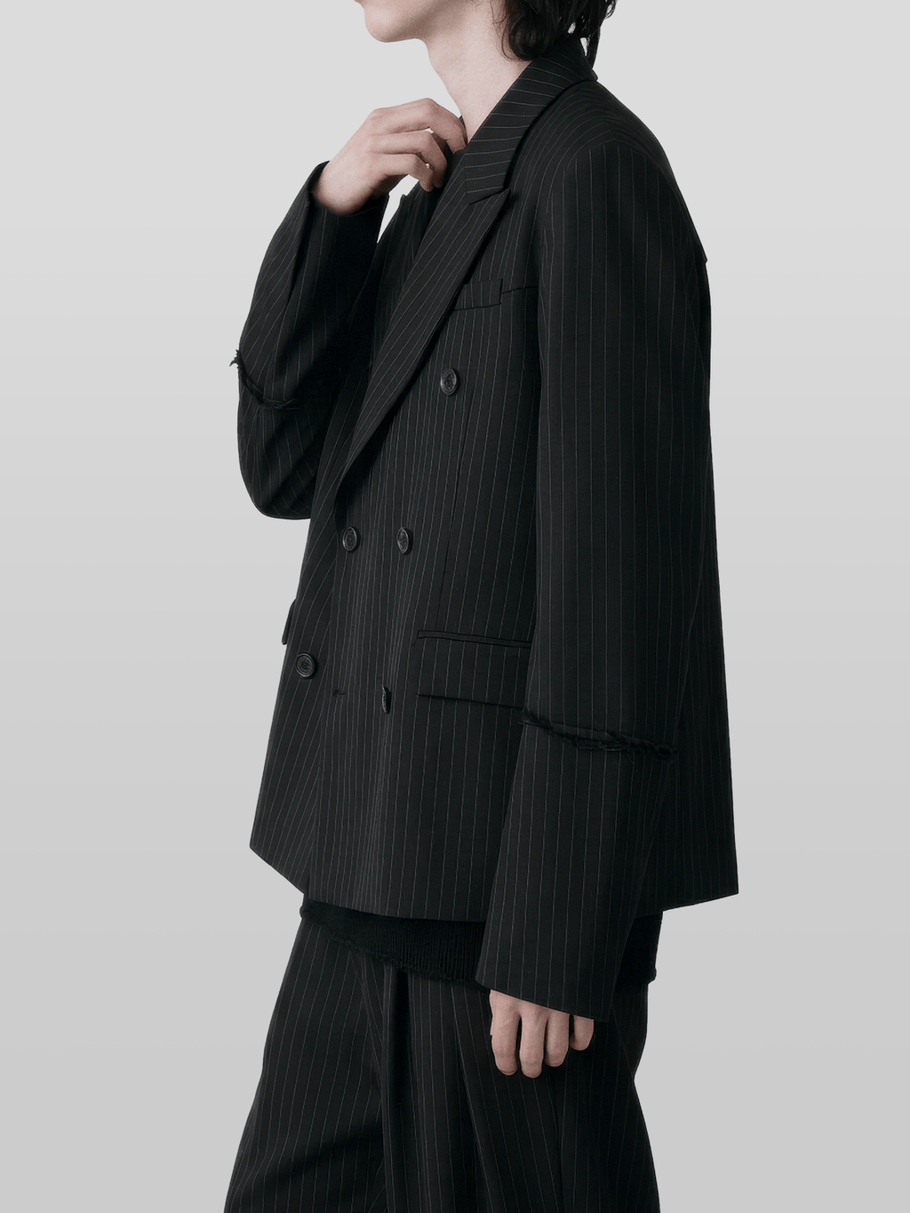 2-Way Double-Breasted Striped Blazer