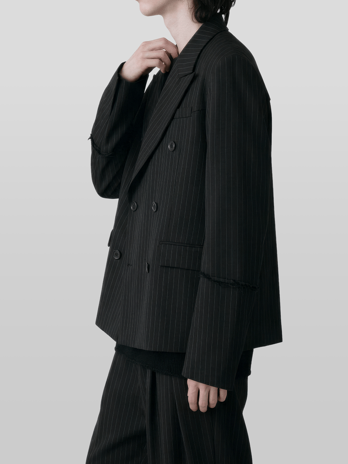 2-Way Double-Breasted Striped Blazer