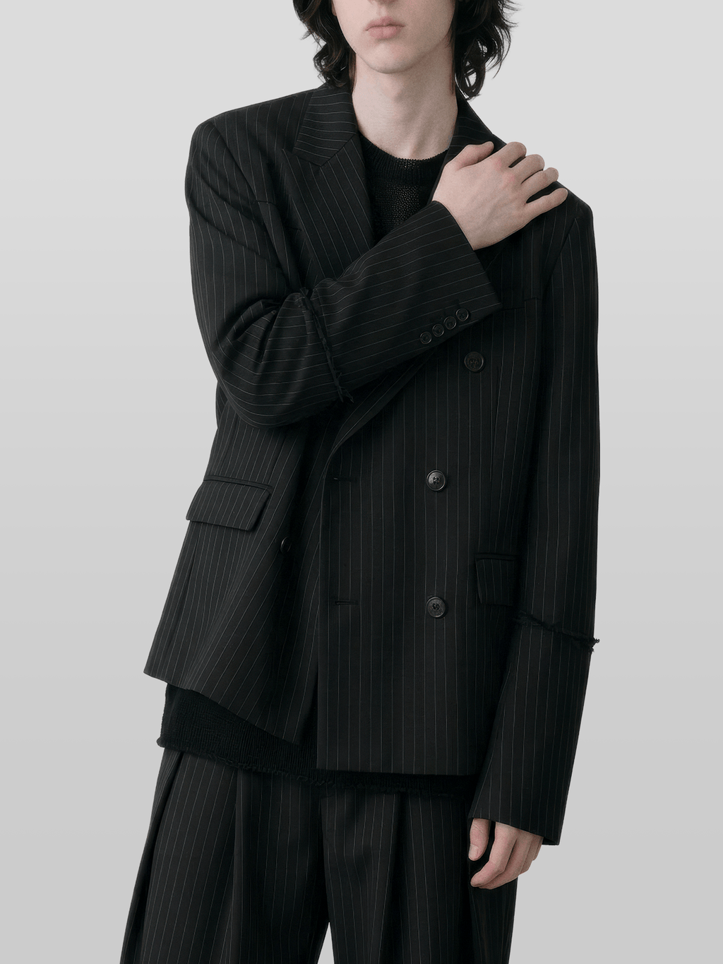 2-Way Double-Breasted Striped Blazer