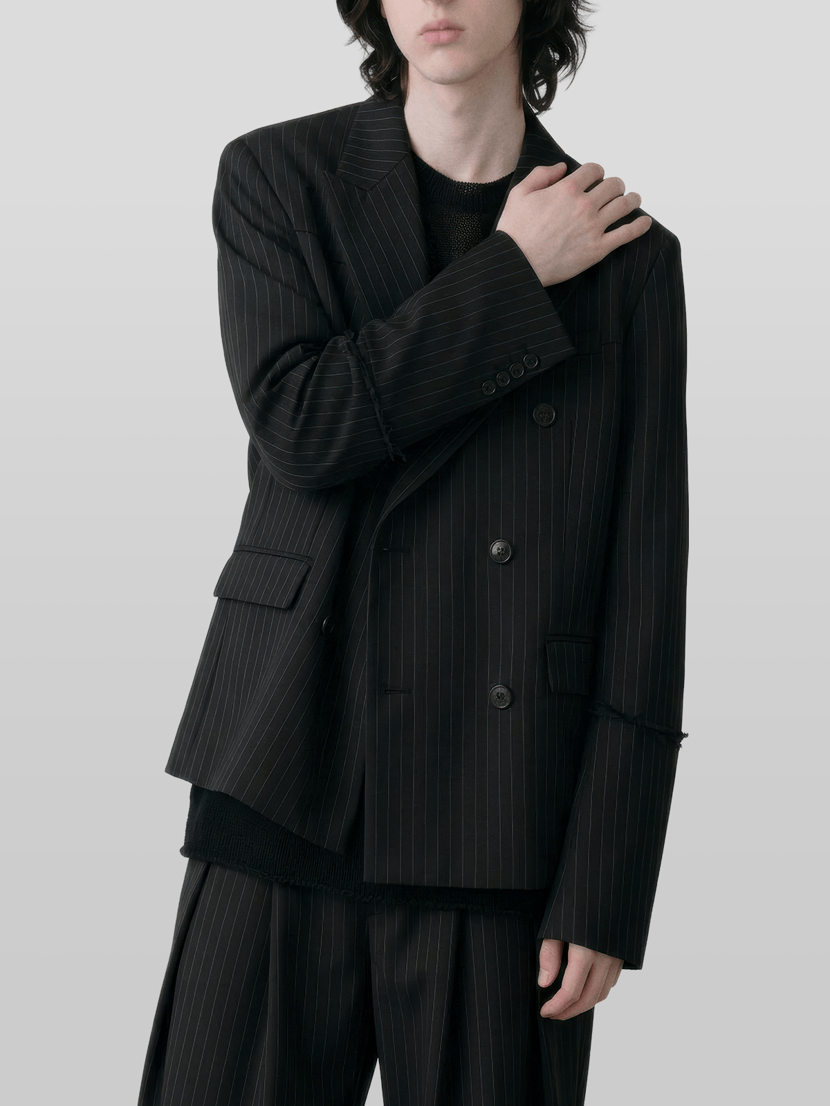 2-Way Double-Breasted Striped Blazer