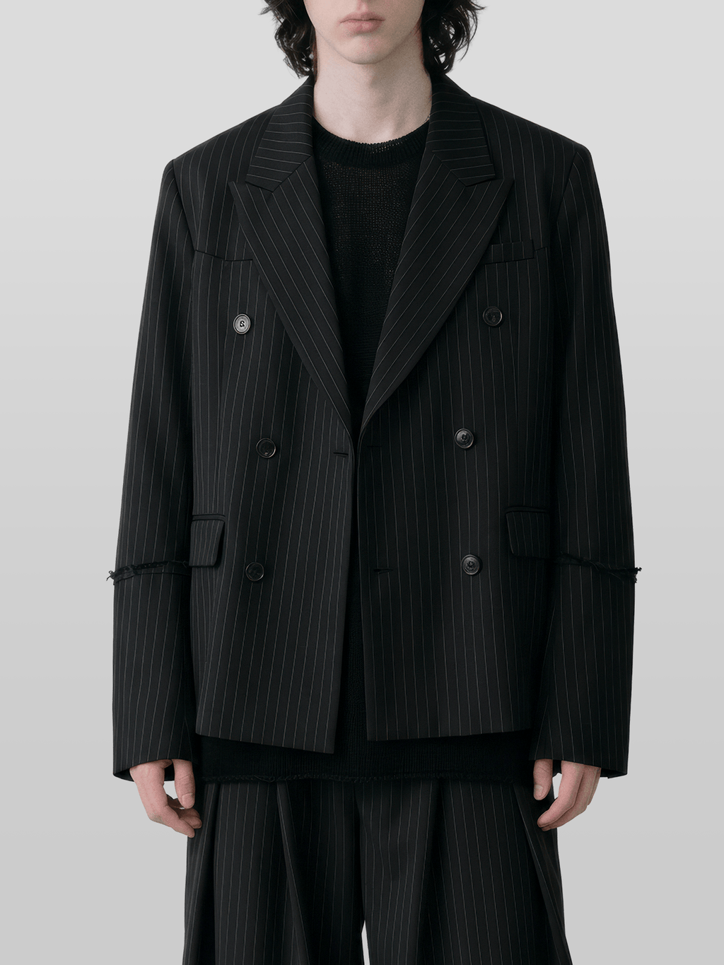 2-Way Double-Breasted Striped Blazer