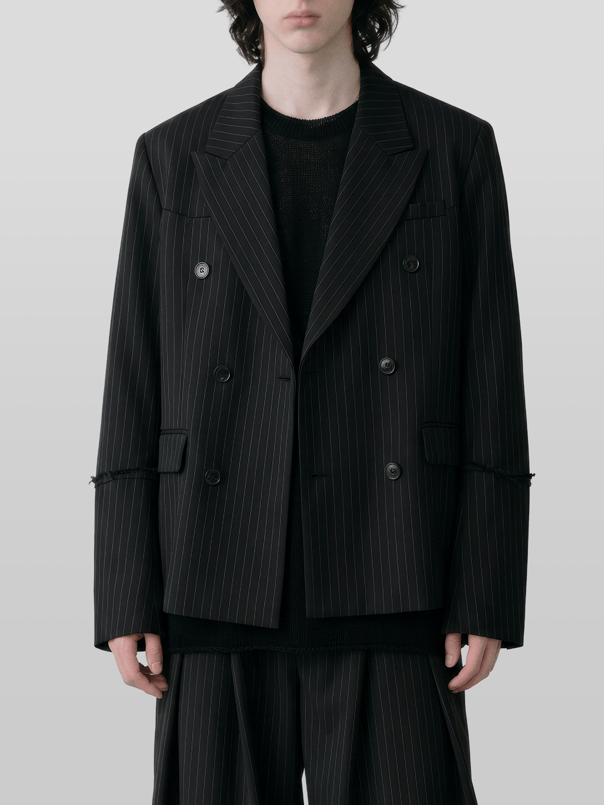 2-Way Double-Breasted Striped Blazer