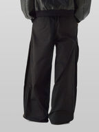 Side Cross Tuck Pants Black front - cleanfit minimal - UNPROVEN