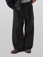 Side Cross Tuck Pants Black front - cleanfit minimal - UNPROVEN