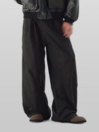 Side Cross Tuck Pants Black front - cleanfit minimal - UNPROVEN
