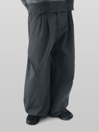 Side Cross Tuck Pants Gray-1 front - cleanfit minimal - UNPROVEN