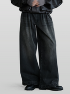 Baggy Denim Jeans Black front - cleanfit minimal - UNPROVEN