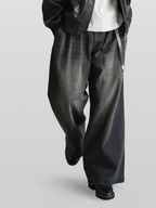 Baggy Denim Jeans Black front - cleanfit minimal - UNPROVEN