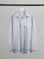 Stripe Shirt Gray-1 – Front view | clean essentials / minimalist | UNPROVEN
