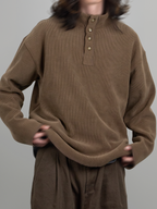 Button Mock Neck Sweatshirt free-size – Front view | relaxed tailoring / semi-wide fit | UNPROVEN