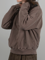 Cropped Hoodie Brown front - cleanfit minimal - UNPROVEN