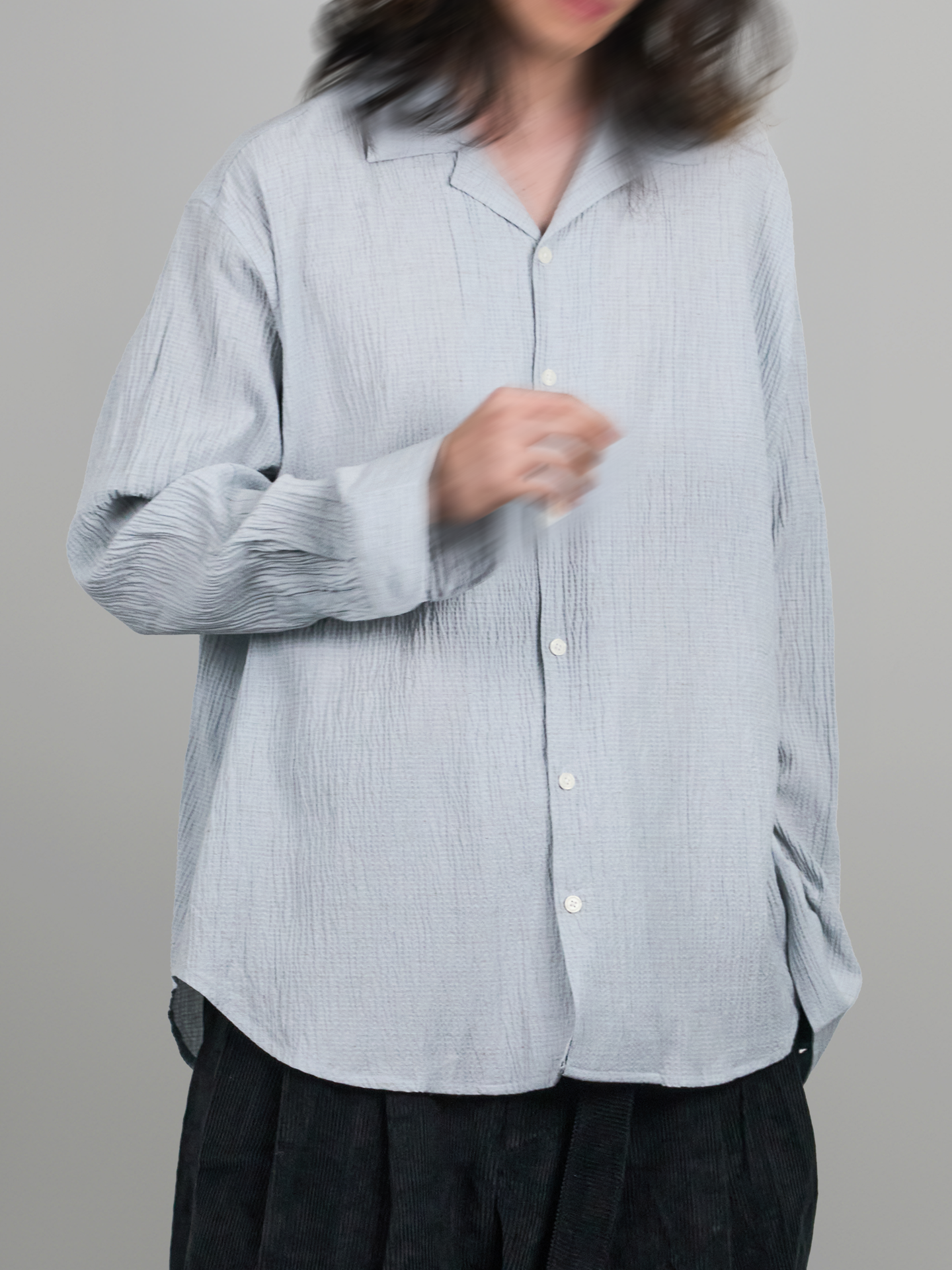 Open Collar Crinkled Shirt