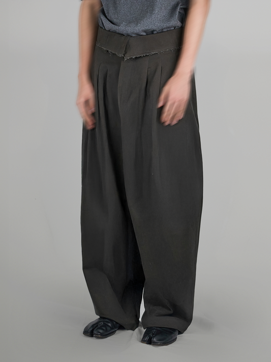 Flipped Raw Waistband Wide Balloon Pants