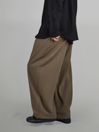Wide Balloon Pants Dark-Beige front - cleanfit minimal - UNPROVEN