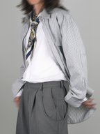 2-Pocket Stripe Shirt gray-1 – Front view | relaxed tailoring / semi-wide fit | UNPROVEN