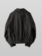 Artificial Grain Flight Blouson charcoal – Detail | architectural outerwear / structured | UNPROVEN