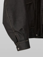 Artificial Grain Flight Blouson charcoal – Detail | architectural outerwear / structured | UNPROVEN