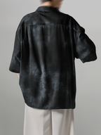 Pattern Drape Shirt Black – Front view | clean essentials / minimalist | UNPROVEN