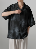 Abstract Pattern Drape Shirt m – Front view | relaxed tailoring / semi-wide fit | UNPROVEN
