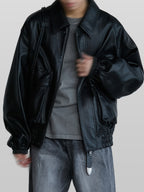 Grain Short Blouson Black – Front view | clean essentials / minimalist | UNPROVEN