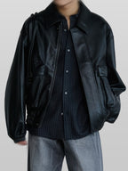 Artificial Grain Short Blouson black – Detail | architectural outerwear / structured | UNPROVEN