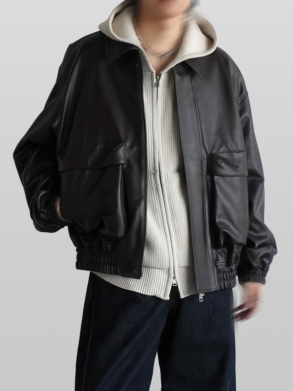 Artificial Grain Short Blouson