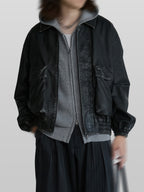 Grain Short Blouson Vintage-Black – Front view | clean essentials / minimalist | UNPROVEN