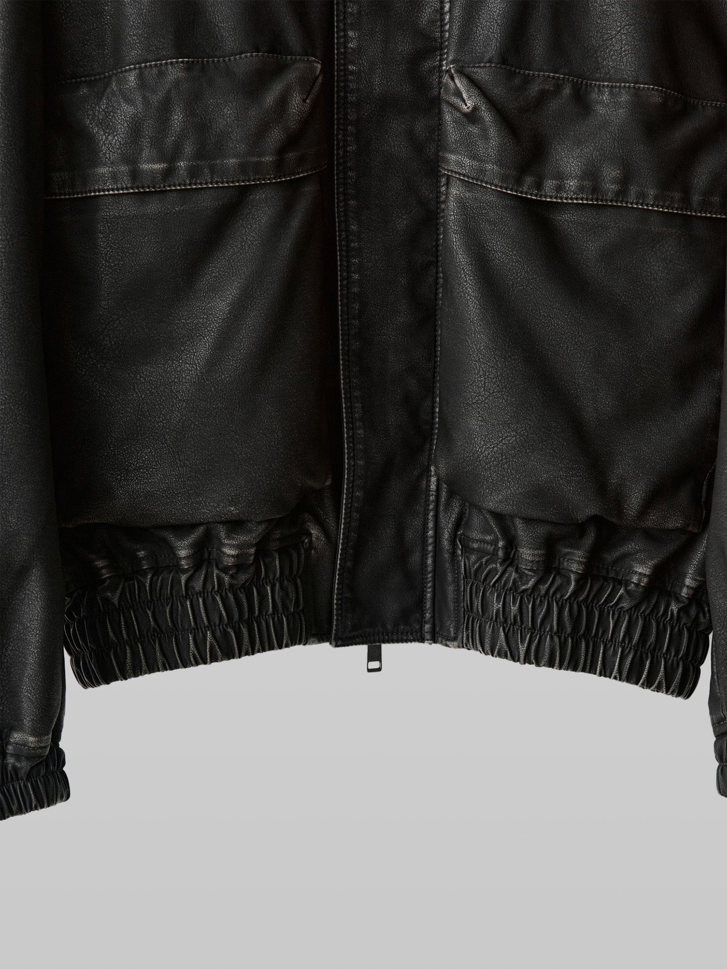Grain Short Blouson Vintage-Black – Front view | clean essentials / minimalist | UNPROVEN