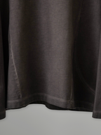 Cold Dyed Faded Long Sleeve Tee ash-brown – Detail close-up | clean essentials / relaxed fit | UNPROVEN