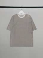 Striped Knit T-Shirt beige – Front view | clean essentials / relaxed fit | UNPROVEN