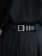 Square Buckle Belt Black front - cleanfit minimal - UNPROVEN