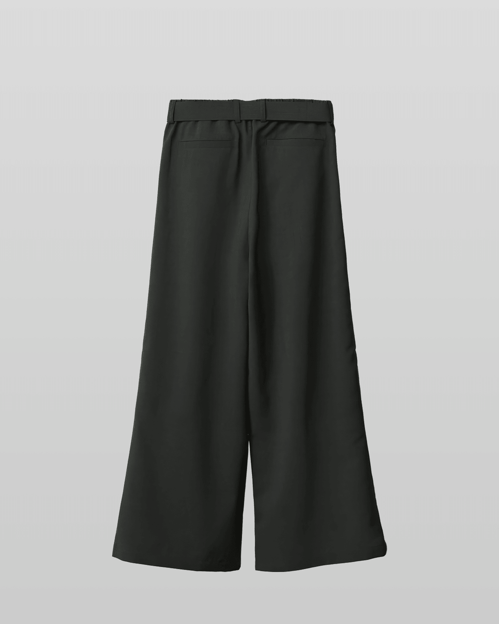 Linen-like Belted Wide Straight Pants