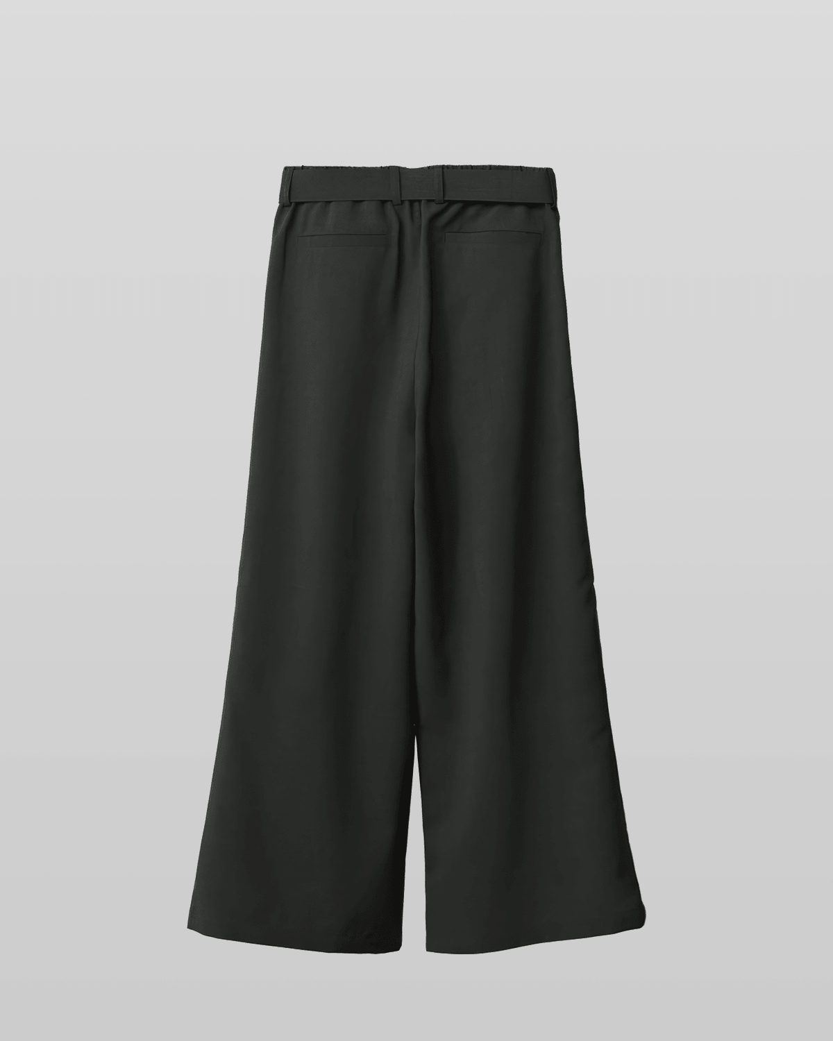 Linen-like Belted Wide Straight Pants