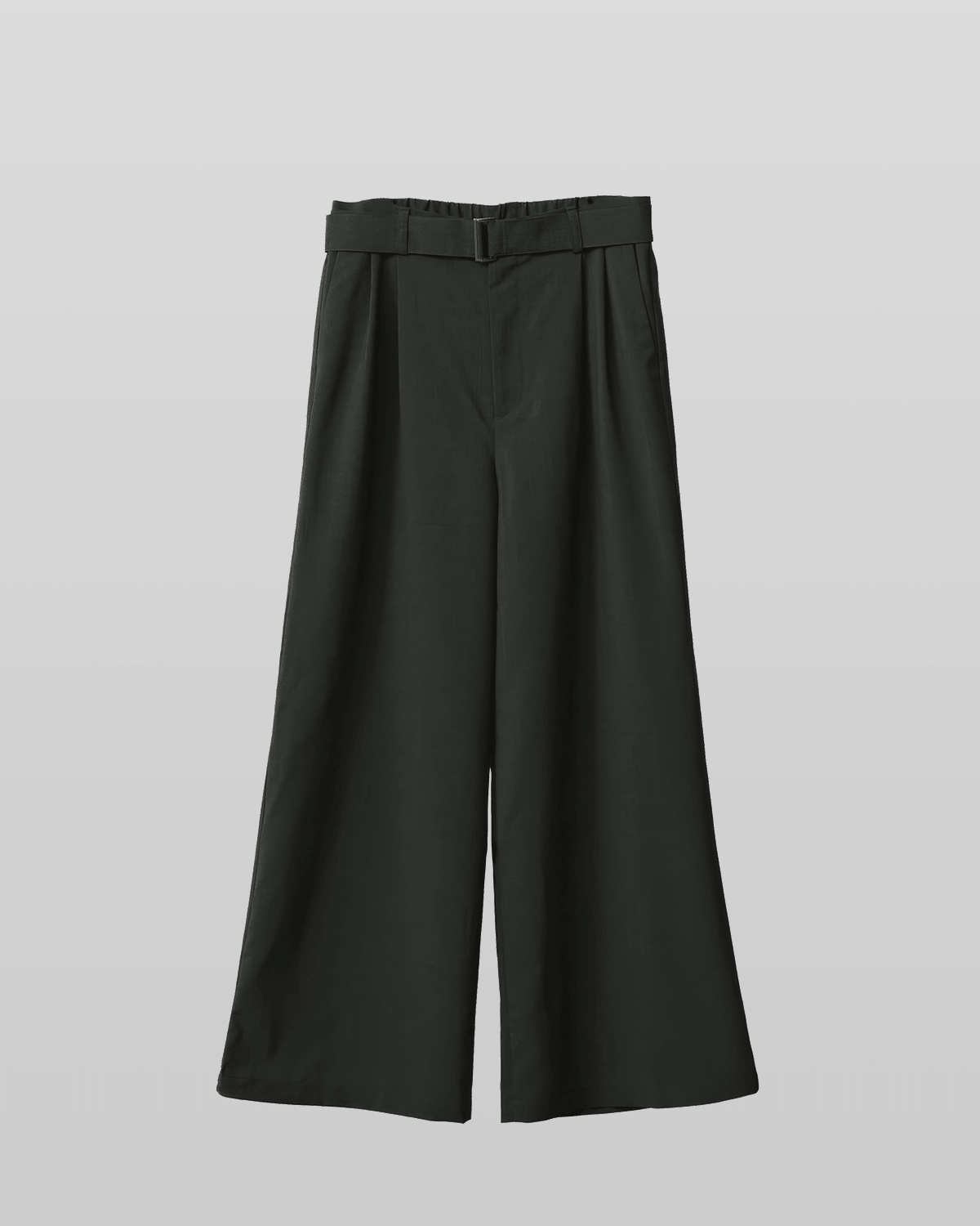 Linen-like Belted Wide Straight Pants
