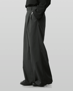 Linen-like Belted Wide Straight Pants